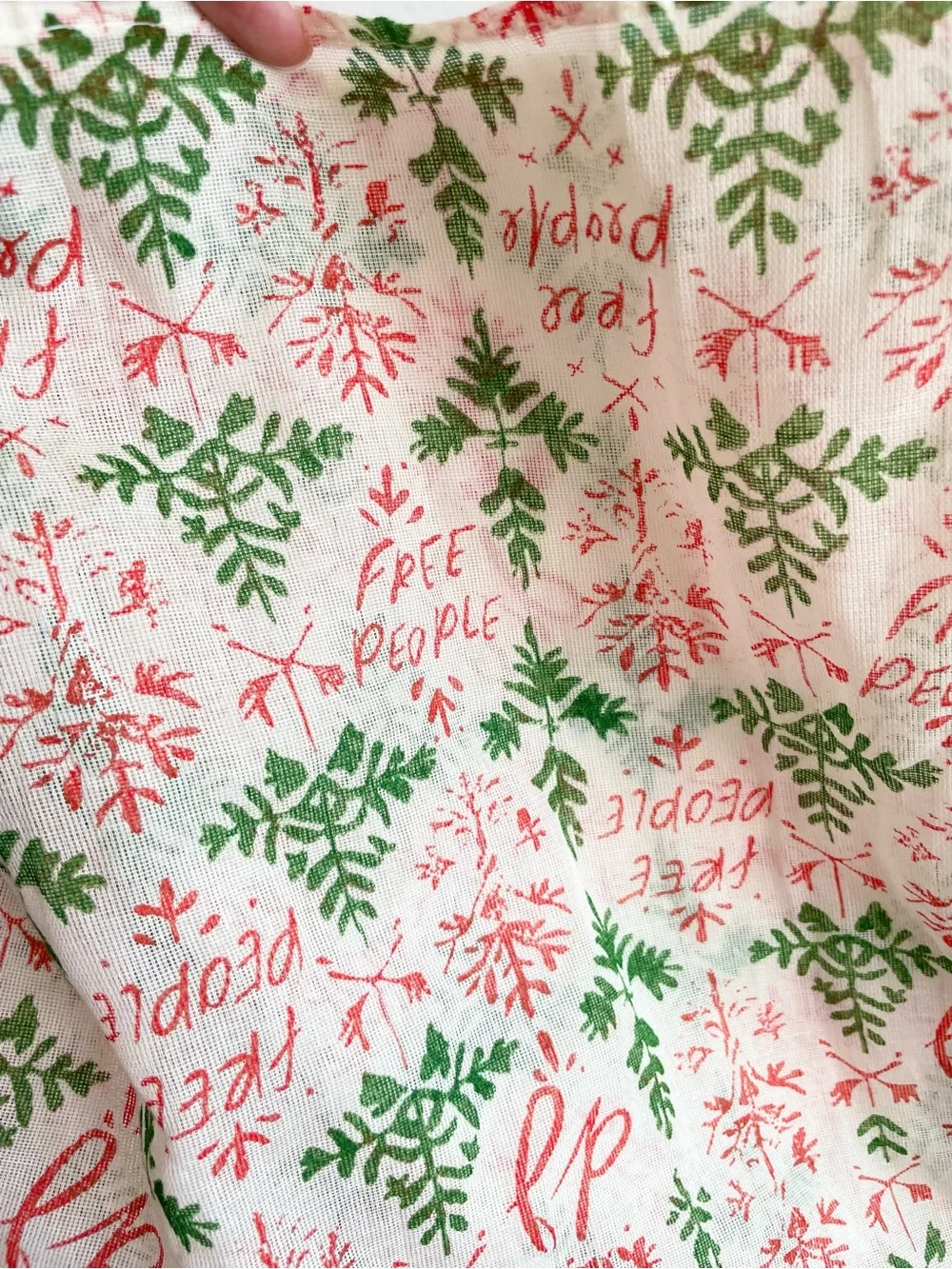 Free People Large Cloth Reusable Bag Christmas Theme Mistletoe NEW